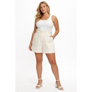 Moon River Anthropologie Cream Paperbag Waist Shorts XL Cargo Pocket Belted Boho